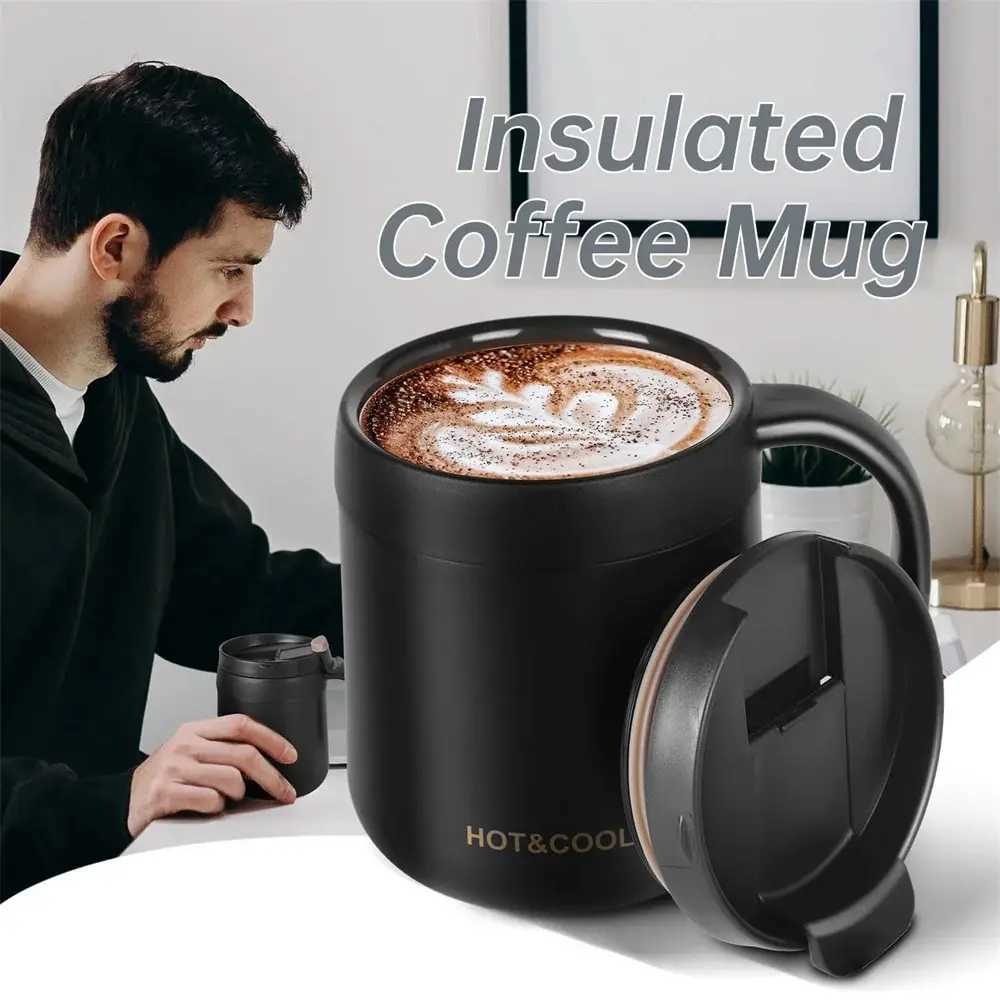 350/500ml Insulated Coffee g Stainless Steel Insulated Coffee Thermos Tea Cup with Lips and Handle Y241114
