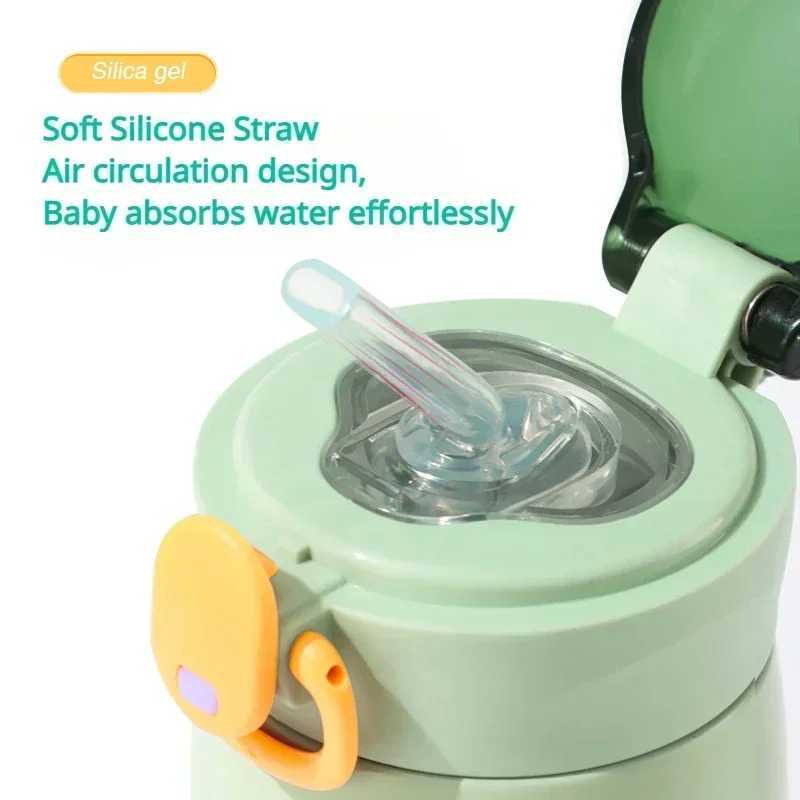 Childrens thermostat with straw stainless steel cartoon vacuum valve childrens thermostat bottled beverage Y241114