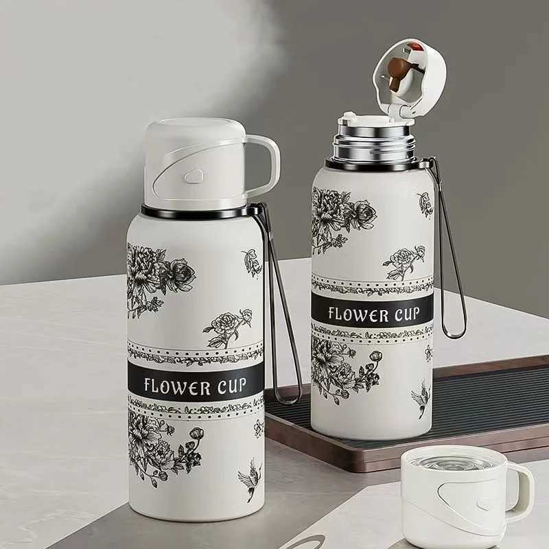 316 stainless steel garden hot cup large capacity sports kettle used for brewing tea beautiful appearance portable water cup Y241114