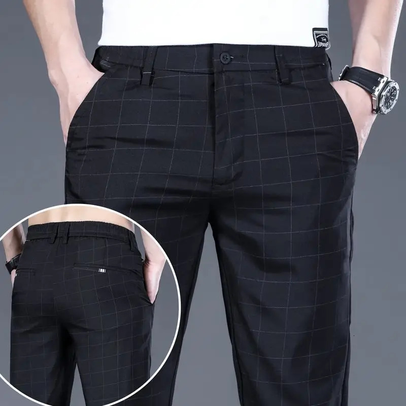 Summer Golf Pants for Mens Thin Breathable Quick Drying Slim Fit Elastic Non ironing Business and Leisure Golf Mens Clot 240412