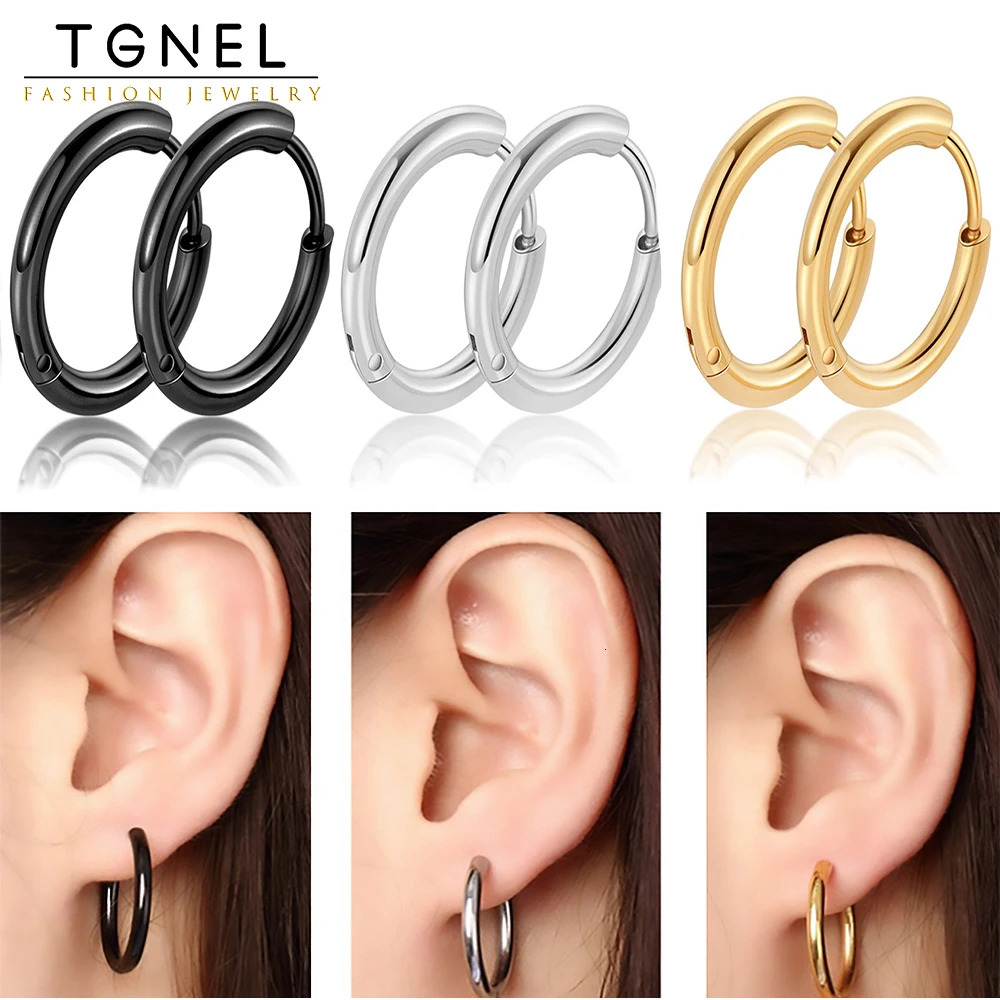 Hoop Earrings Stainless Steel For Women Men Sliver Color Earring Korea Cartilage Piercing Classic Jewelry Accessories Gift 25mm 241114