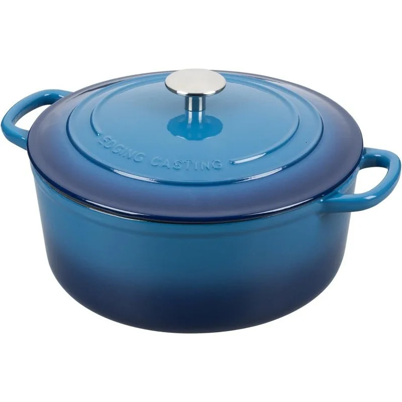 Enamel cast iron Dutch oven with lid 5.5 quarts used for baking cooking pistachio green 241108