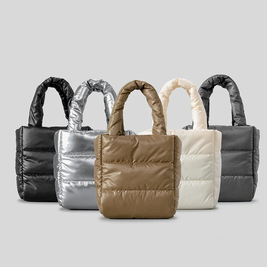 Fashion Small Quilted Padded Tote Bag er Puffer Women Handbags Casual Nylon Shoulder Crossbody Bags Cute Female Purses 241114