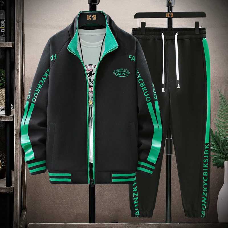 New sportswear set mens track suit jacket sports pants 2-piece set spring and autumn sportswear long slip set mens sportswear X2503121