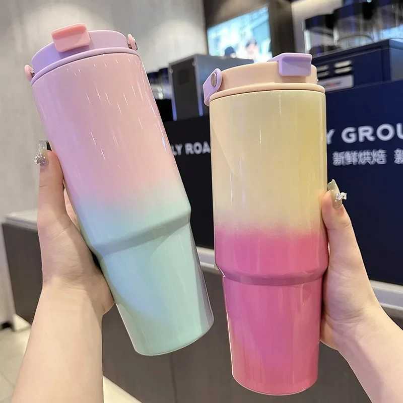 Hot S large capacity vacuum thickened progressive color cup stainless steel hot cup portable accessory Y241114