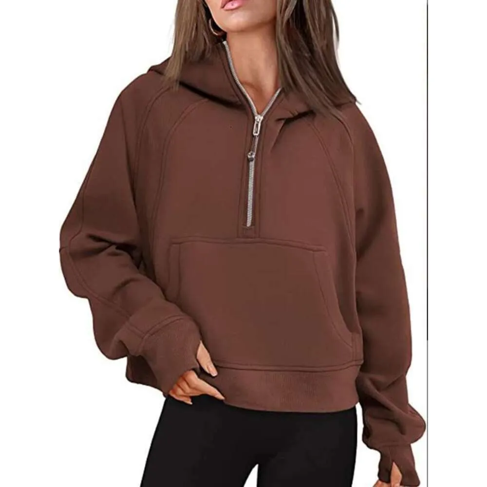 Yoga Scuba Half Zip Hoodie Jacket Designer Sweater Womens Define Workout Sport Coat Fiess Activewear Top Solid Zipper Sweatshirt Sports Gym Clothes u7