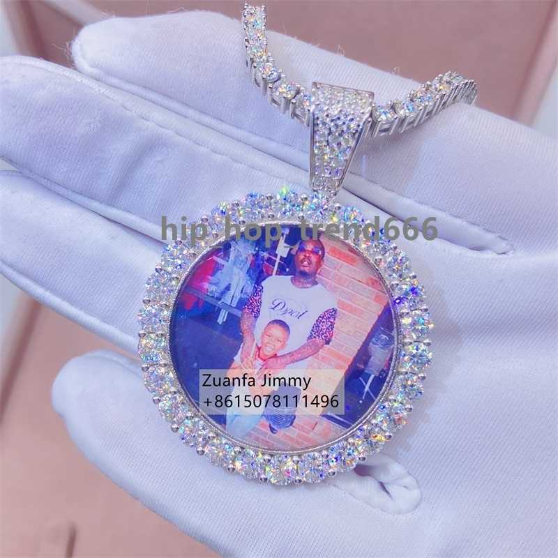 25MM 40MM 55MM Pass Dia Tester Iced Out Jewelry Sterg Sier VVS1 Moissanite Picture Pendant Necklace