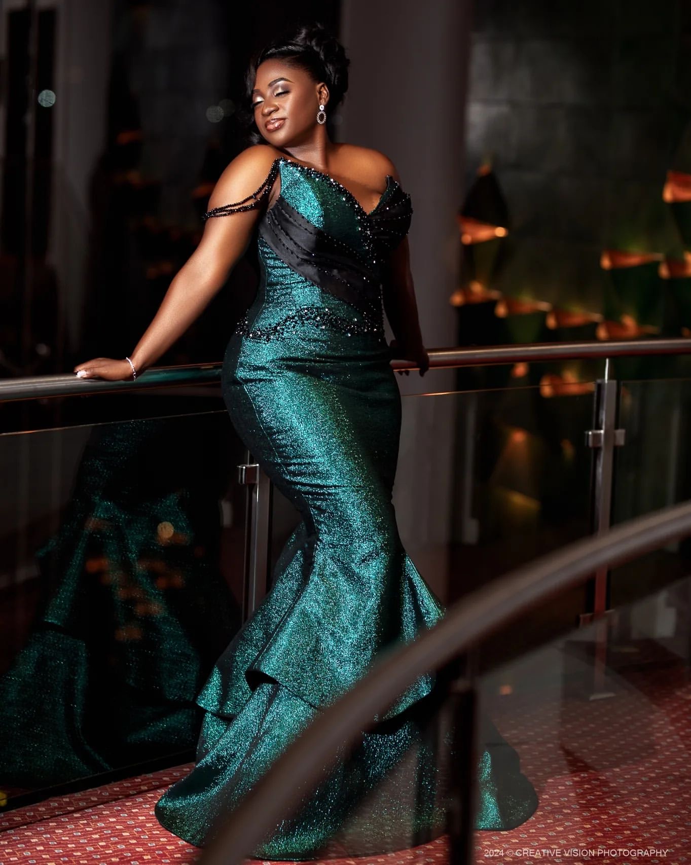 2024 Plus Size Dark Green Mermaid Prom Dresses For Special Occasions Beaded Satin Sparkly Evening Party Birthday Gowns Dress For Women Vestidos de nov