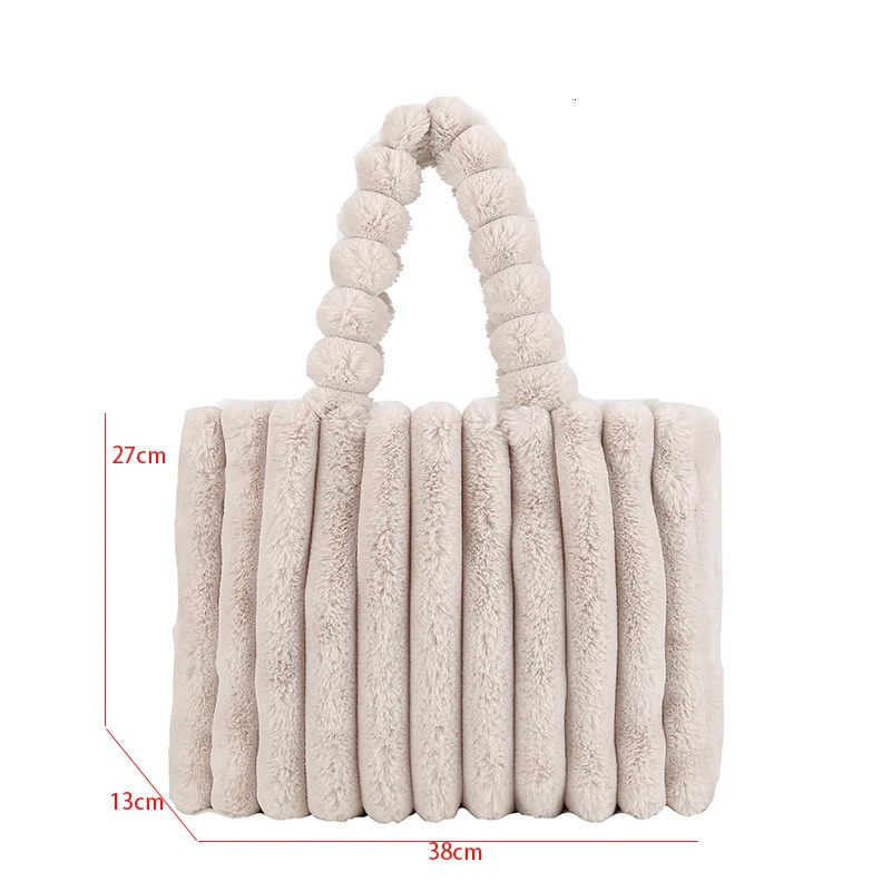 Women Soft Plush Handbags Faux Fur Solid Color Shopper Bags Winter Large Travel Bag Female Warm Fluffy Tote Bags Fashion Clutch 241114