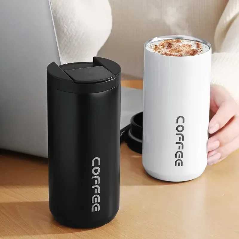 500ML stainless steel coffee hot bottle hot g leak proof car vacuum film coffee cup travel portable crazy bottle Y241114