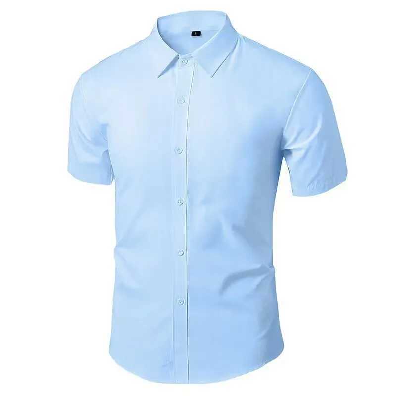 Spring and summer new mens elastic short sleeve solid color shirt non-ironing anti-wrinkle business casual fashion breathableXJ24113