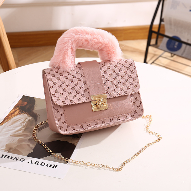 Fashion Shoulder Bags PU Leather Fluffy Crossbody Bag with Chain Strap Tote Bags Messenger Bag