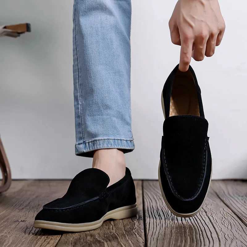 Mens Casual Shoes Cow Suede Genuine Leather Men Classic British Style Loafers Mens Light Comfortable Driving FlatsXJ250113