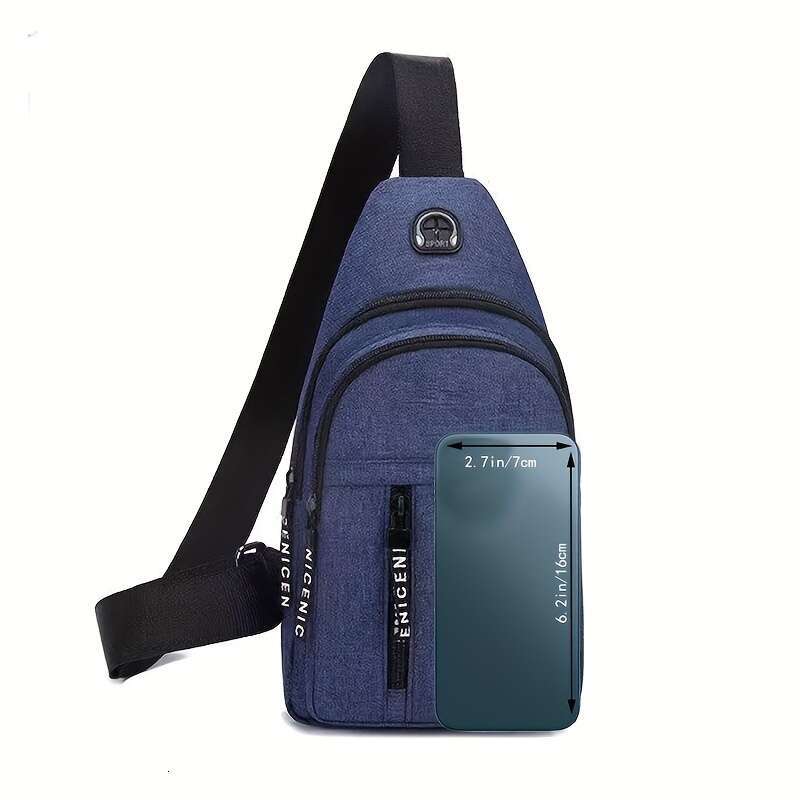 Waterproof single shoulder crossbody bag, outdoor sports cycg chest bag with headphone jack