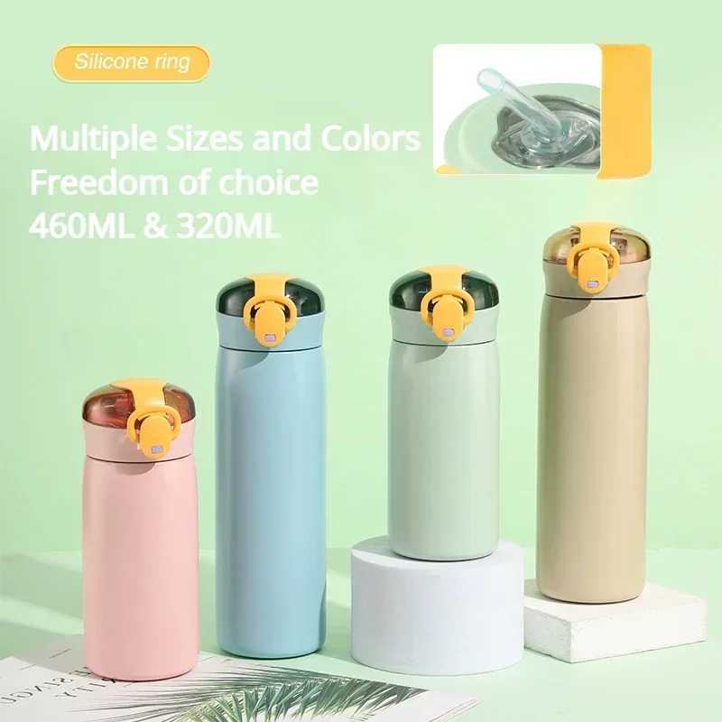 Childrens thermostat with straw stainless steel cartoon vacuum valve childrens thermostat bottled beverage Y241114