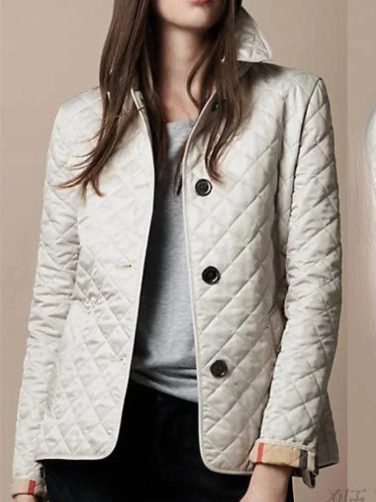 Quilted Coat Winter Jacket Women Turndown Collar Jackets for 2023 Elegance Office Lady Singlebreasted Warmth Streetwear 241113