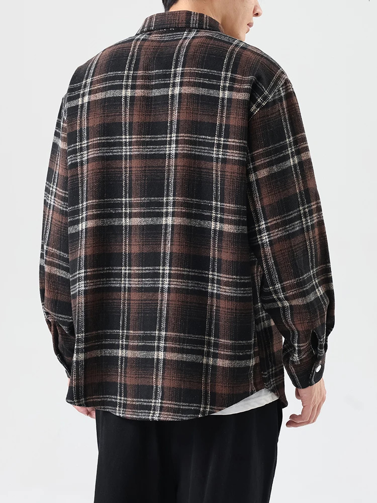 Oversized 8XL 7XL plain weave mens winter thick retro flannel long sleeved plus size 6XL loose mens casual soft dress 241113
