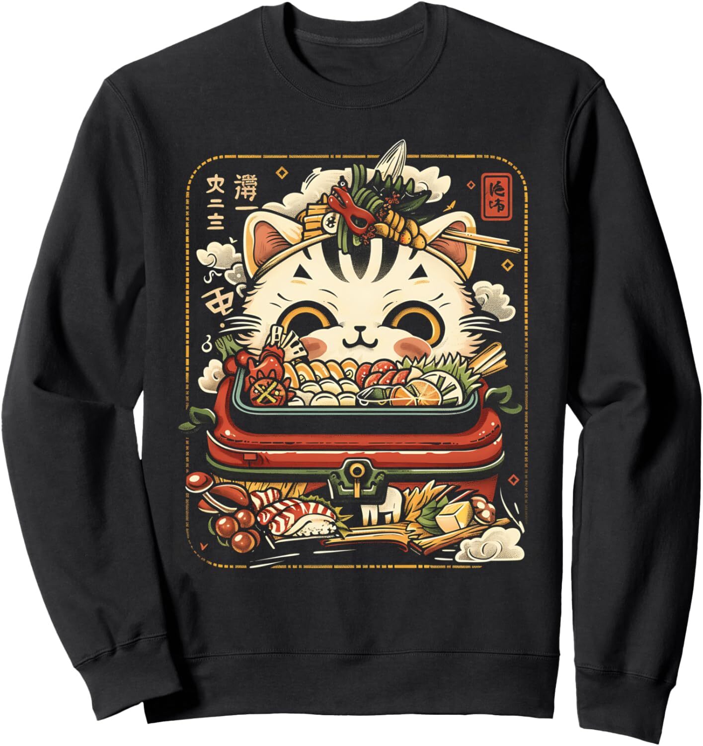 Long Sleeve Shirts for Men sweatshirt Cat Ramen Noodles Japanese Food Lover Anime Kawaii Graphic Sweatshirt T shirt Tee Streetwear Casual tops clothes