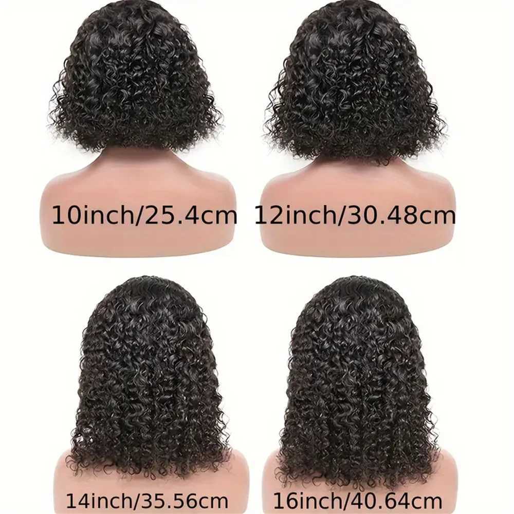 13x4 Bob Wigs Jerry Curly Short Water Wave Lace Frontal Human Hair Wigs Natural Black Brazilian Deep Curly Wigs For Black WomanXJ241113