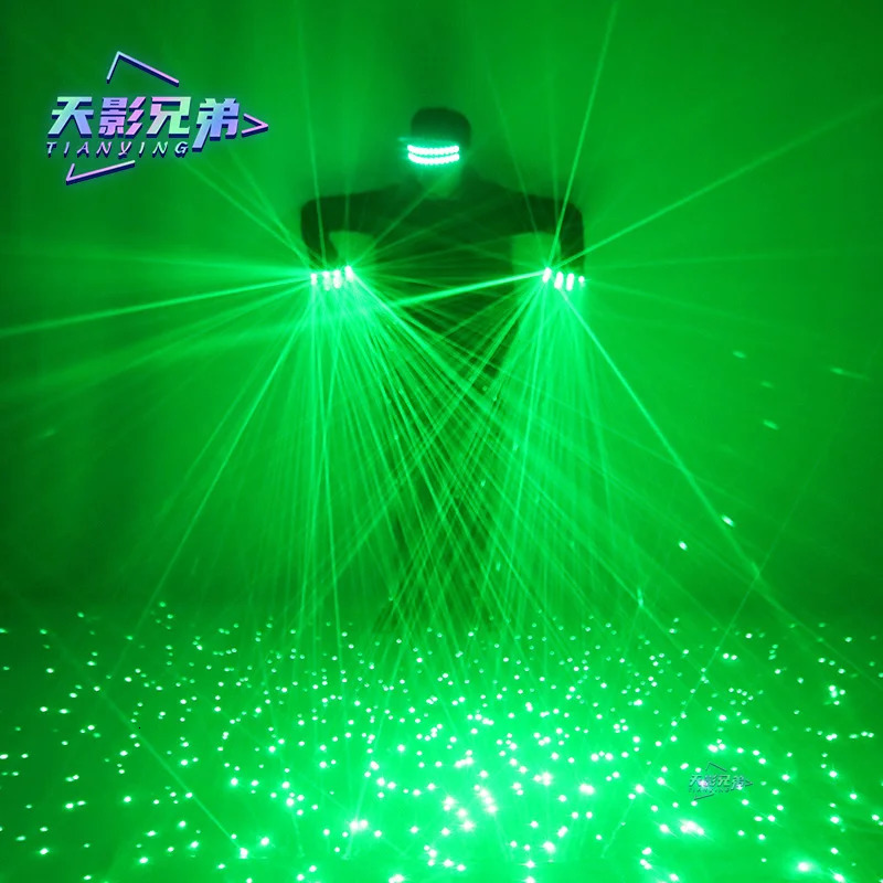 Green laser gloves with LED luminous glasses DJ bar street dance luminous gloves stage performance party props241114