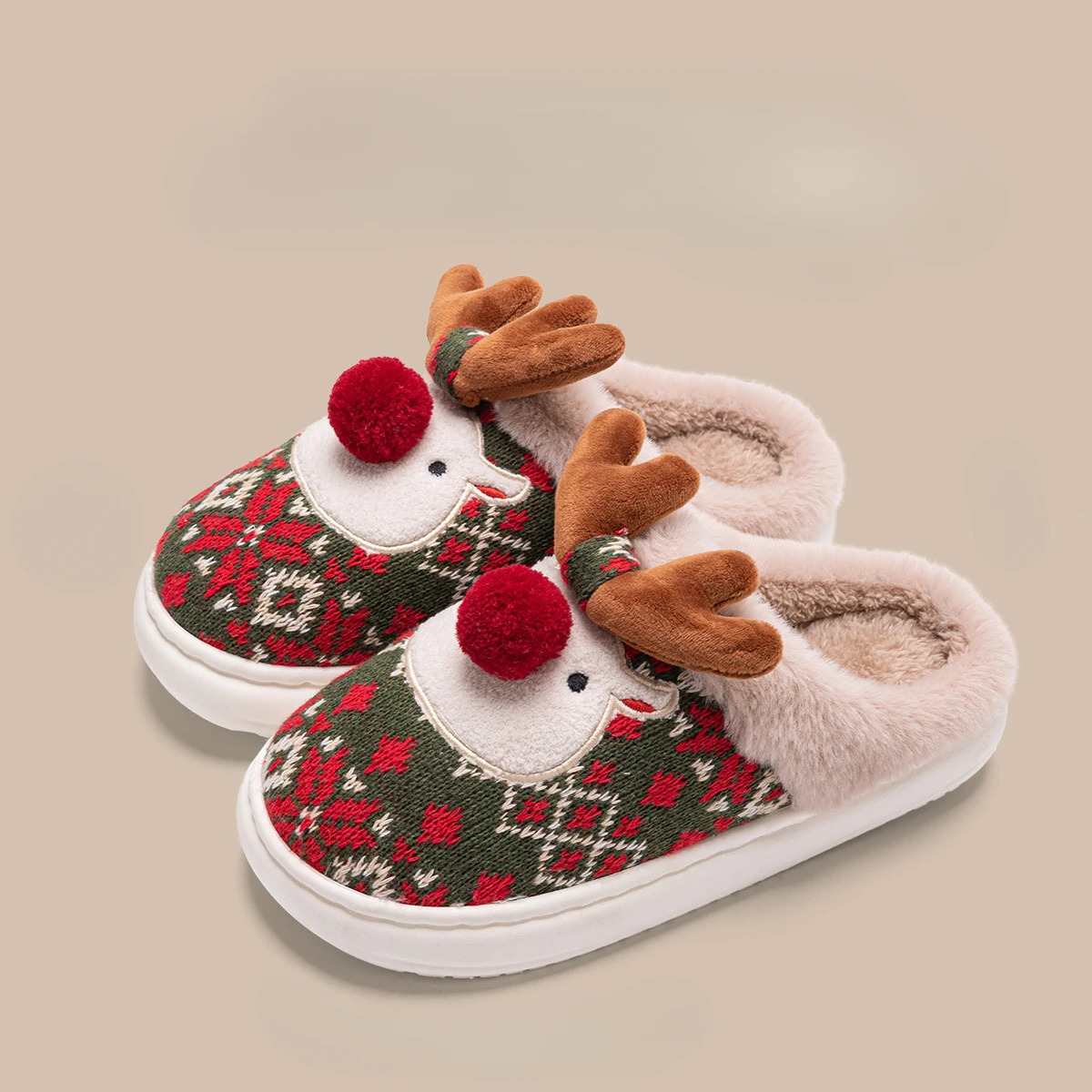 2024 Christmas Cotton Womens Slide Cute Cartoon Deer Anti slip Girl Indoor Flip Fashion Party Tablet Slide 241113