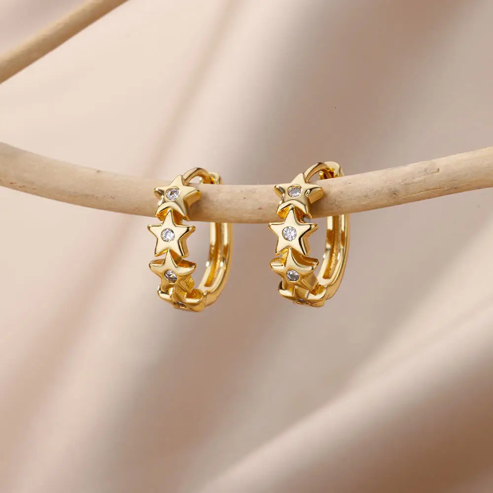 Stainless Steel Star Hoop Earings For Women 2024 Trend In Gold Color Earrings Ear Jewelry Gift pendientes mujer 241114