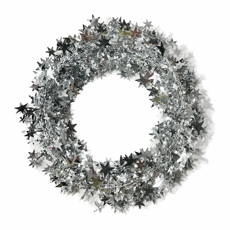 Christmas decorative garland pentagram pull flower gold star rattan wire multi-colour garland wholesale 7.5m long