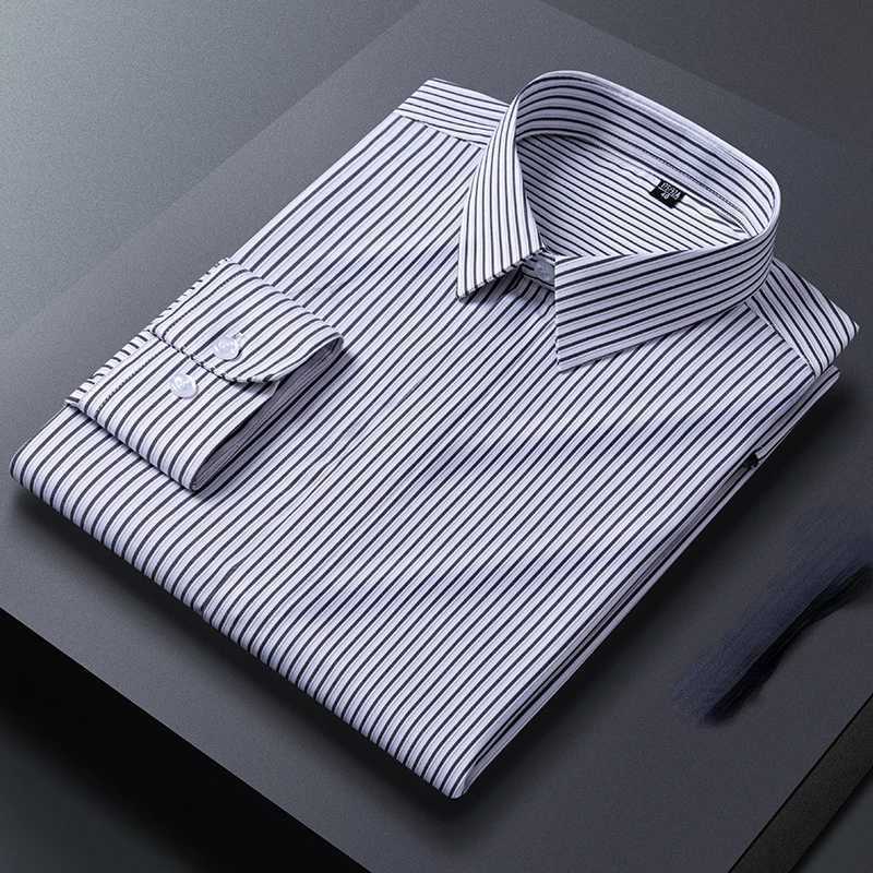 Modal Anti-wrinkle Shirts for Men Long Sleeve 8xl Work White Shirt Pure Color Men Shirt Long Sleeve Plus Size Striped Shirts MenXJ24113