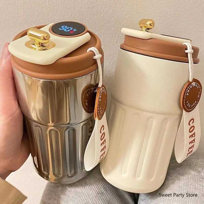 450ML Smart Travel Coffee g Display LED Temperature Thermostat g Stainless Steel Insulated Thermostat Bottle Portable Vacuum Film Y241114