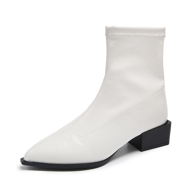 35-44 Large Autumn Winter Pointed Coarse Heel Retro Short Boots.
