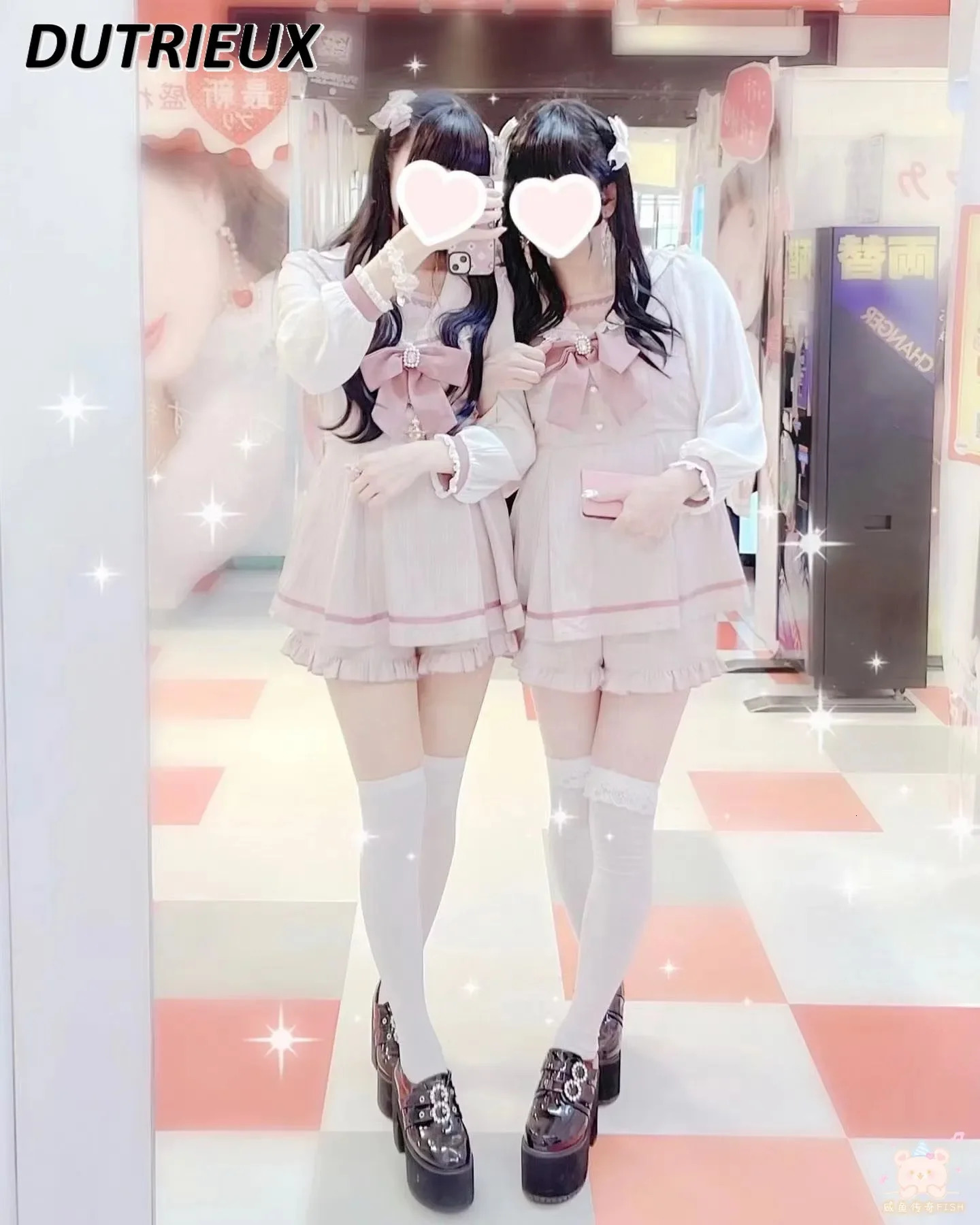 Japanese Style Womens Outfits Sailor Collar Plaid Bow Dress Shorts Set Sweet Lolita Mine Series TwoPiece Suit 240402