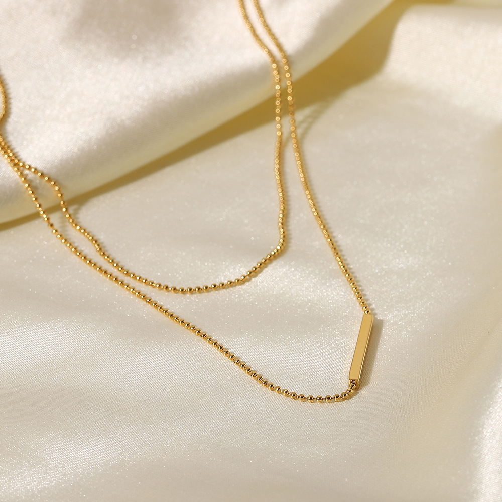 Designer Classic Double Layered Tbar Stick Necklace For Women Stainless Steel 18K Gold Pendant Necklace Non Fading, Non Allergic Party Jewelry Wholesa