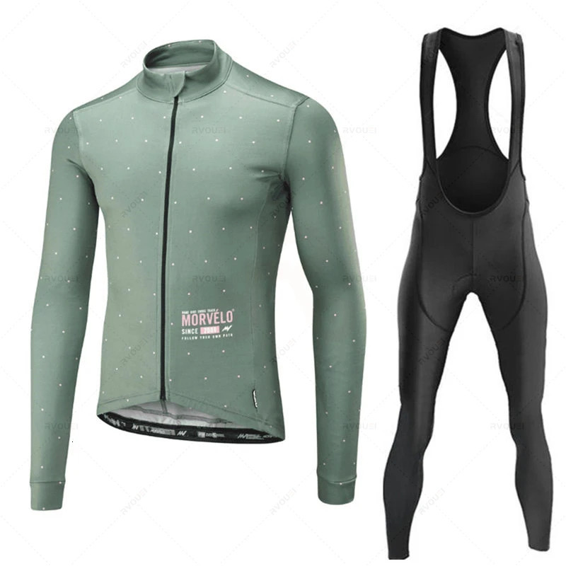 Morvelo autumn cycling jersey set mens long sleeved cycling clothing MTB uniform Maillot Ropa De Ciclismo sports cycling bib pants 241113