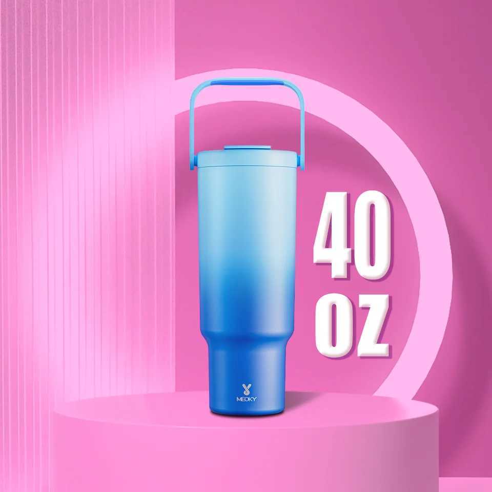Meoky 40oz with handheld handle Mticolor printing stainless steel vacuum hot coffee cup portable car GS Y241114