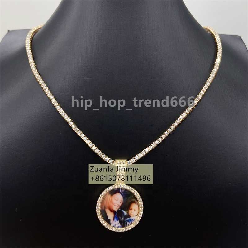 25MM 40MM 55MM Pass Dia Tester Iced Out Jewelry Sterg Sier VVS1 Moissanite Picture Pendant Necklace