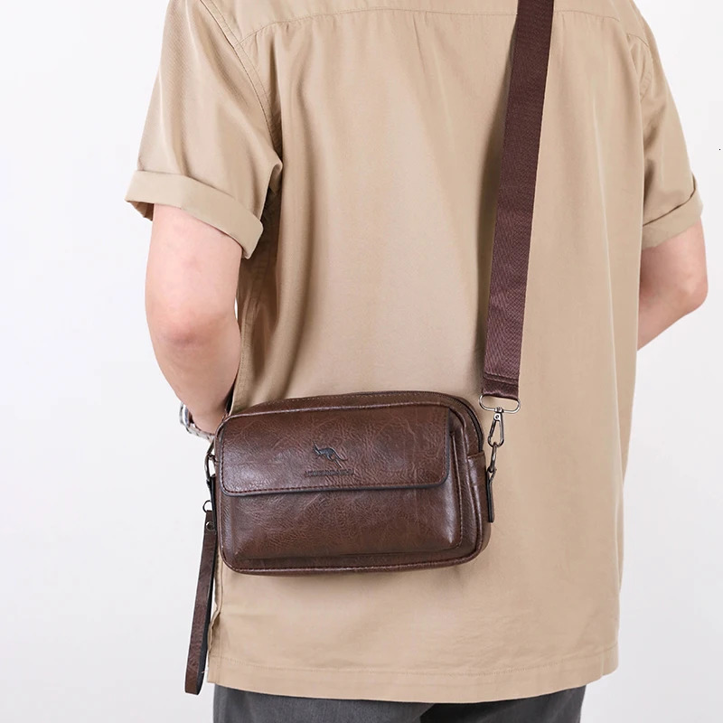 Casual Mens Handbag Shoulder Bag Lightweight Pu Leather Purse Small Crossbody Fashion Stylish Messenger 241111