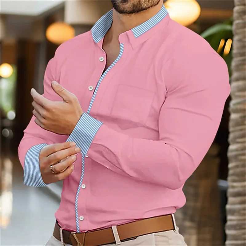 Plaid Shirt Business Casual Mens Shirt Formal Shirt Button Shirt Party Everyday Spring Summer Lapel Long Sleeve 11 Colors SoftXJ24113