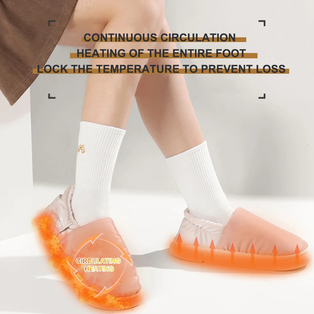 Neutral electric heating slider with 3 heating levels USB heating slider home shoes winter warm plush slider 241113