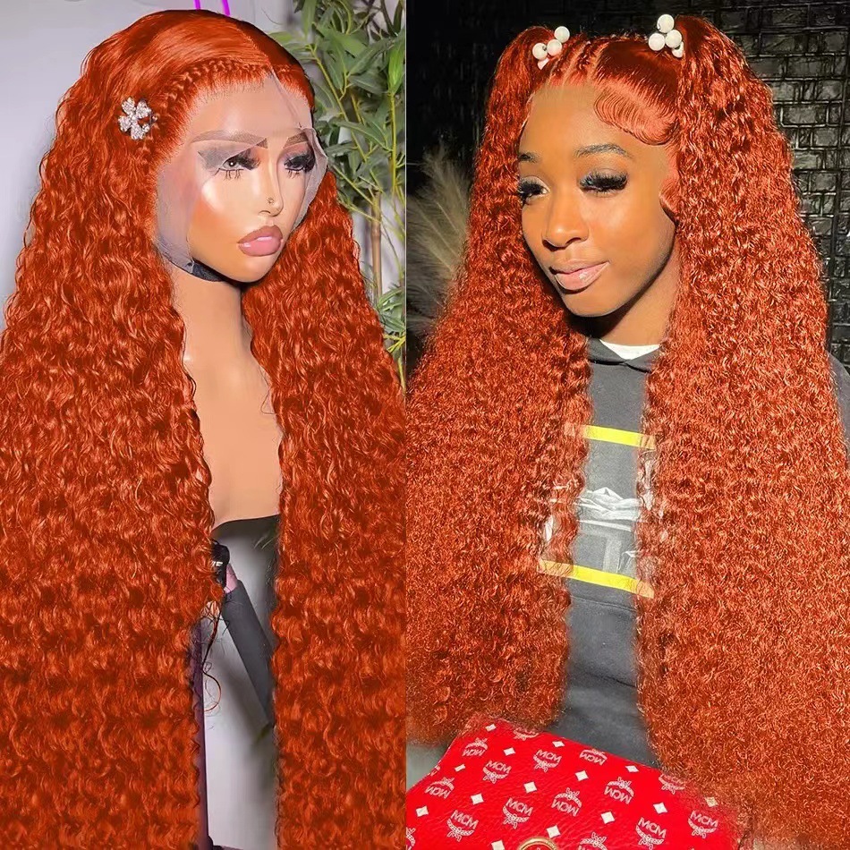 Honey Blonde Luxurious curly hair Brazilian Deep Wave Lace Front Simualtion human hair Wig - Perfect for Fullness and Volume Synthetic wig