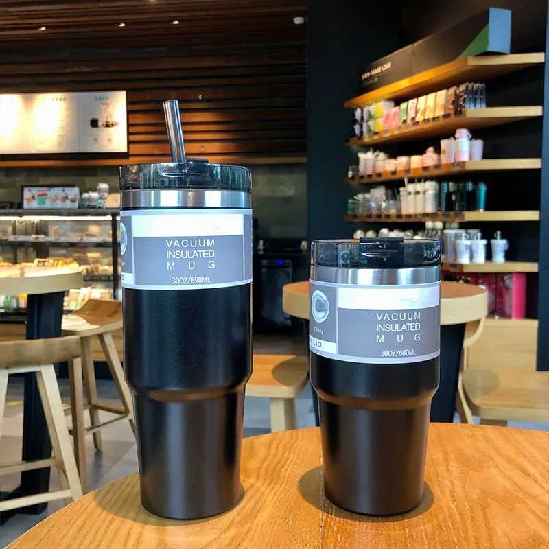 600/900ml double wall thermos electric coffee cup glass stainless steel thermos 30oz 20oz cup bottle Y241114