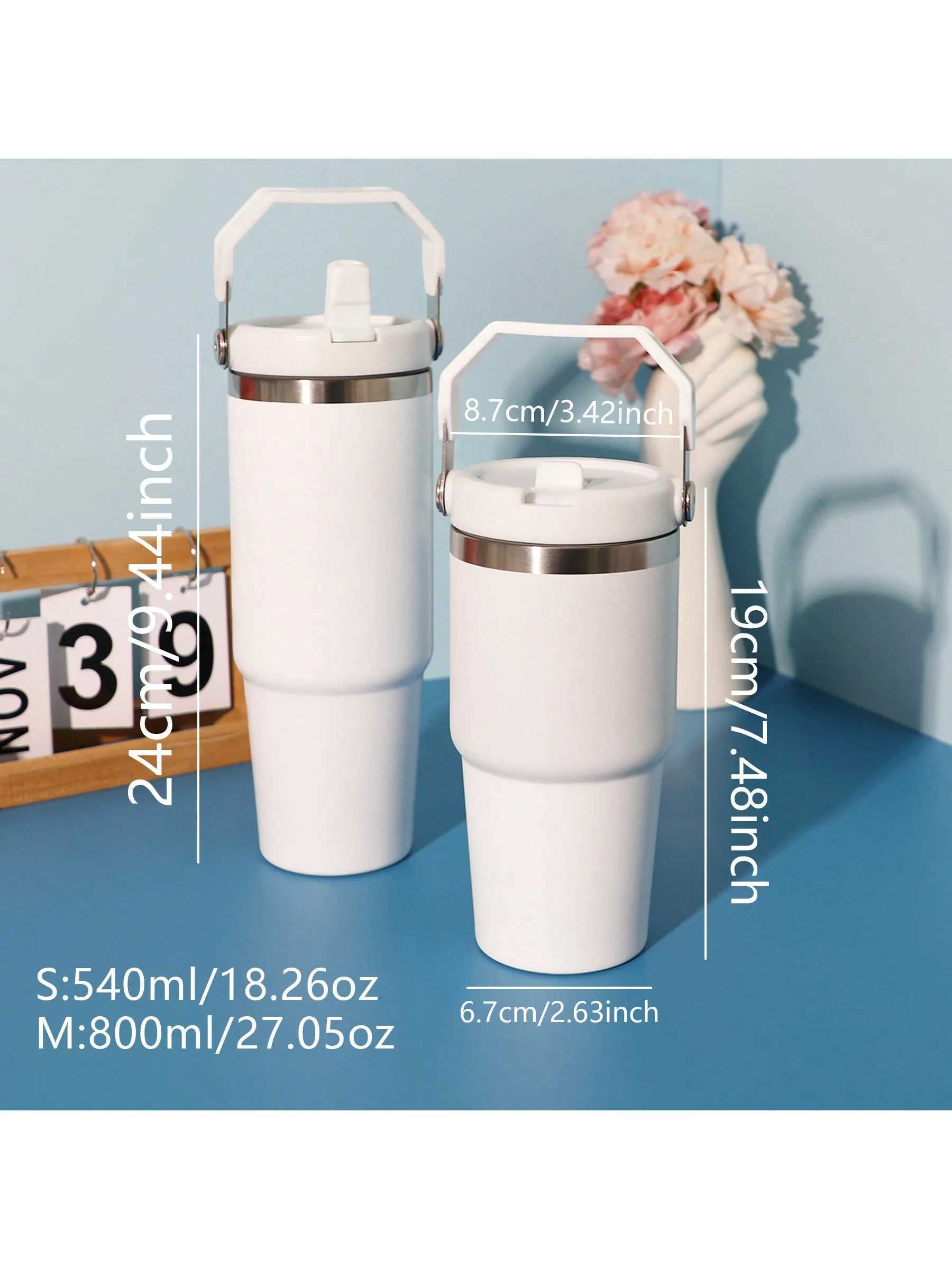1 piece with handle and straw vacuum cleaner with flip straw and top handle reusable Y241114