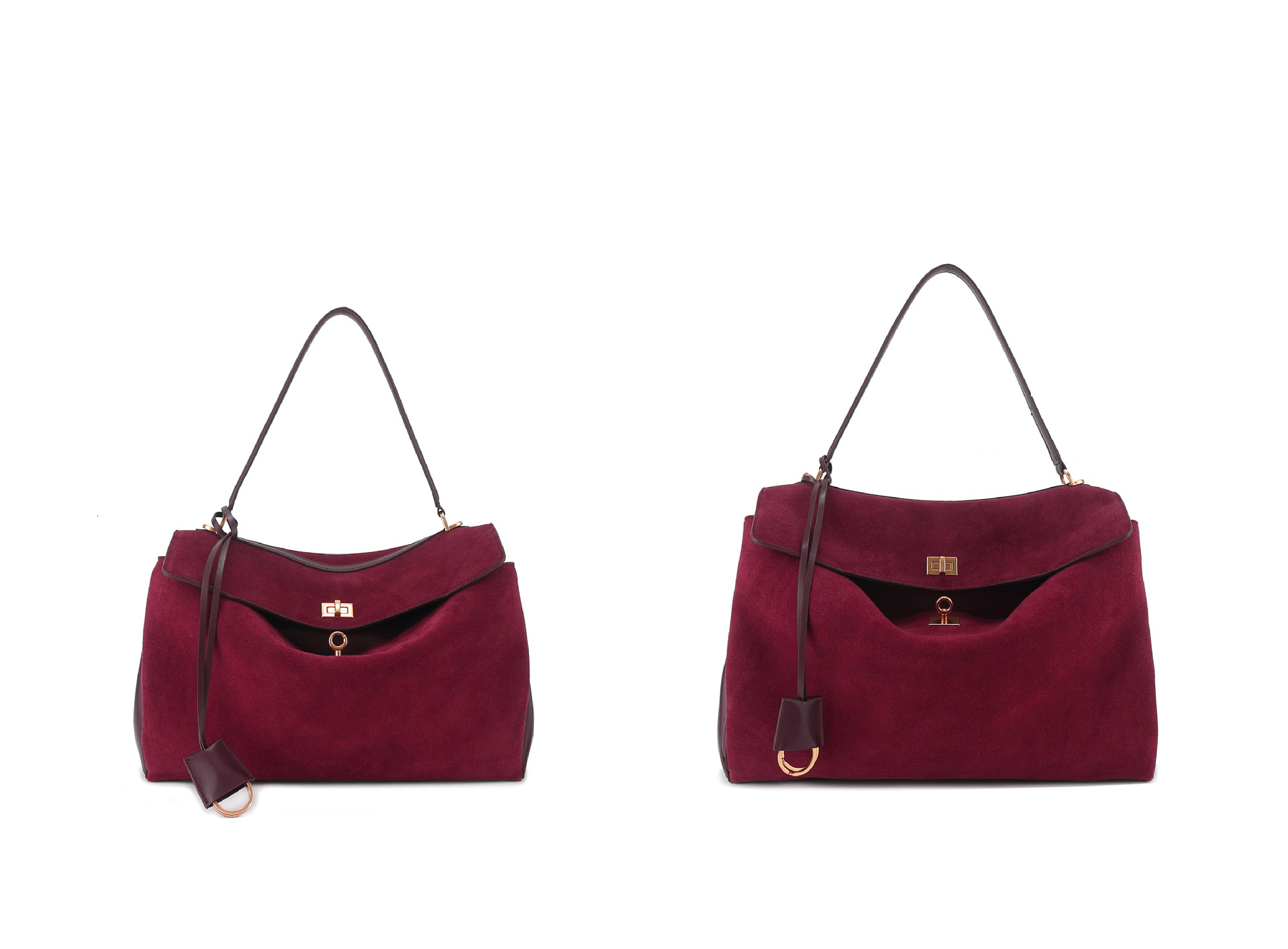 Autumn/Winter Frosted Leather Tote With Lock Buckle Underarm Single Shoulder Crossbody Bag Suede Vintage Style