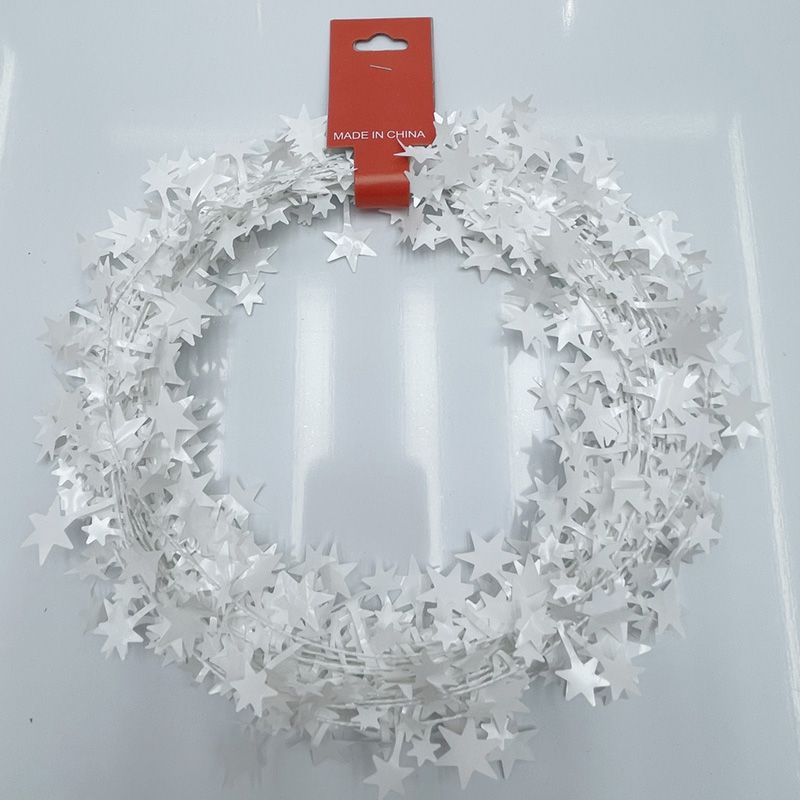 Christmas decorative garland pentagram pull flower gold star rattan wire multi-colour garland wholesale 7.5m long