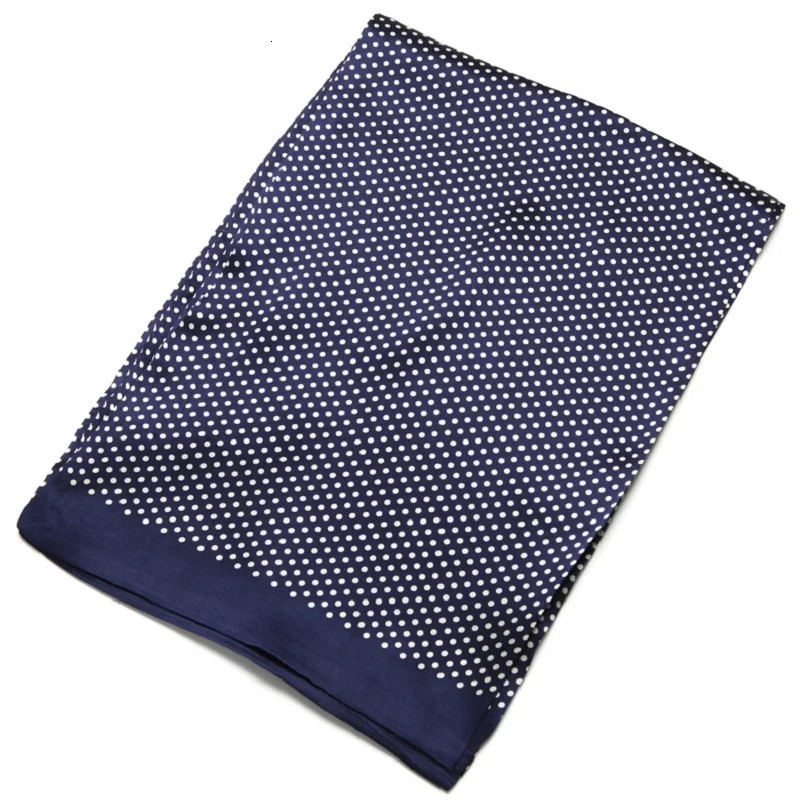 Mens 100 silk scarf vintage polka dot long double-layer neckline business office muffler blue black241114