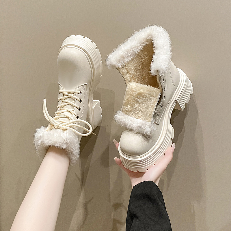 2024 new free shipping designer boots for womens black white Winter velvet insulation martin boots size 35-40