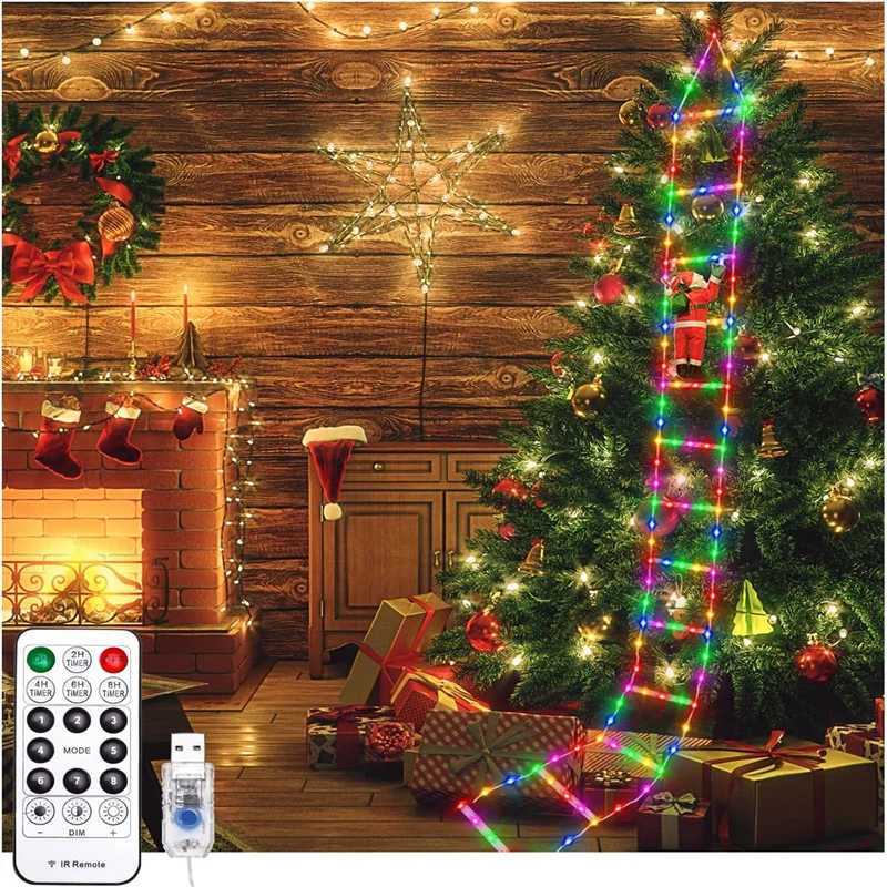 Claus 0.75/3M Santa Ladder Lamp Christmas Tree Lamp Decoration Indoor and Outdoor Decorative Windows Garden Pendant LED String X241114