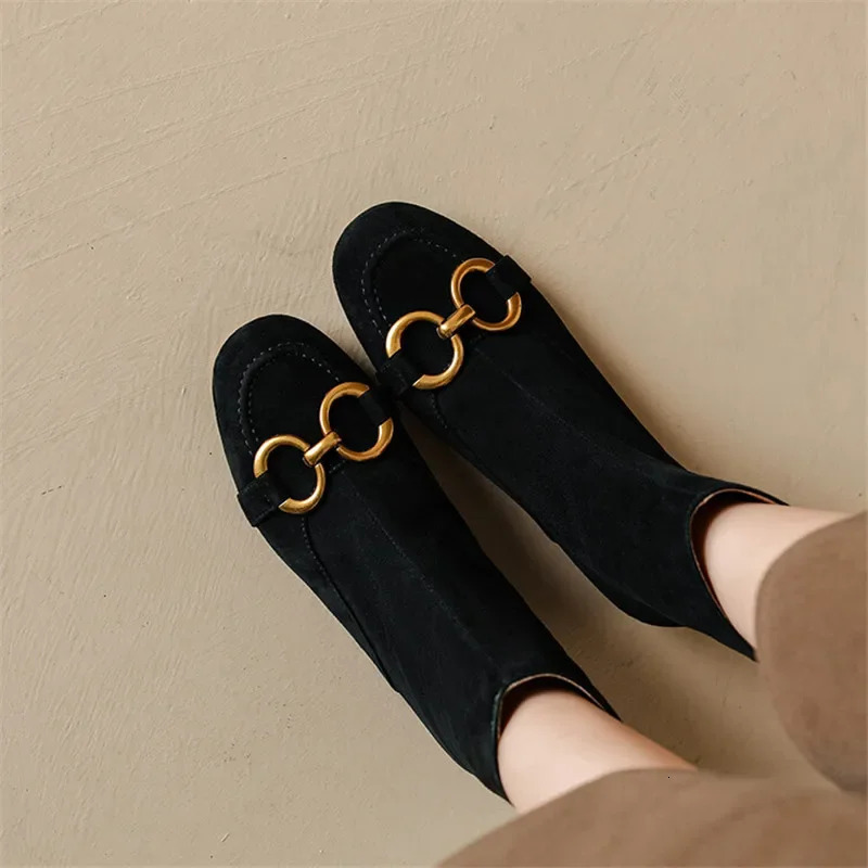 autumn winter fashion short boots womens shoes round toe boots casual short and chubby high heels womens back zipper ankle boots 241113