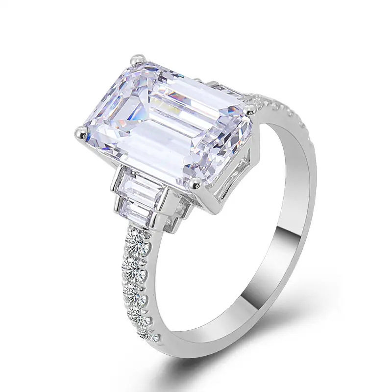 2025 Top Sell Gorgeous Wedding Rings Luxury Jewelry 925 Sterling Silver Fill Large White Cubic Zircon CZ Diamond Eternity Women Engagement Designer Ba