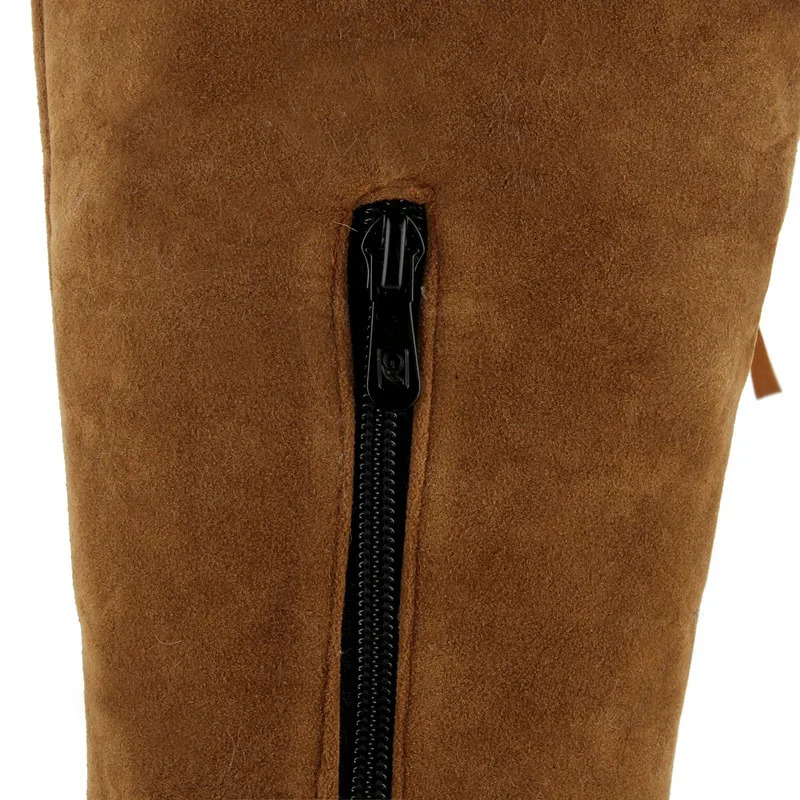Winter Plush Warm Knee High Boots with Comfortable Outer Boots Zipper Round Toes Cow Suede Womens Shoes Direct 241113