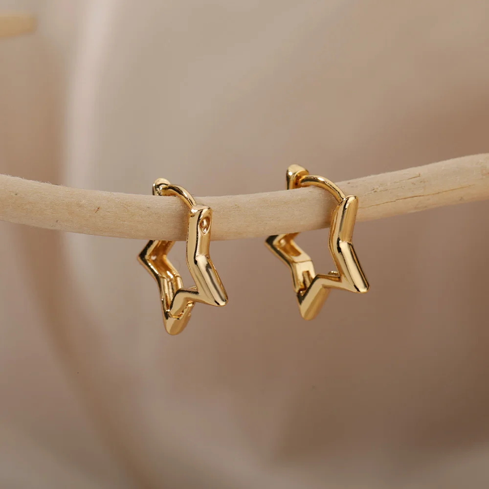 Stainless Steel Star Hoop Earings For Women 2024 Trend In Gold Color Earrings Ear Jewelry Gift pendientes mujer 241114